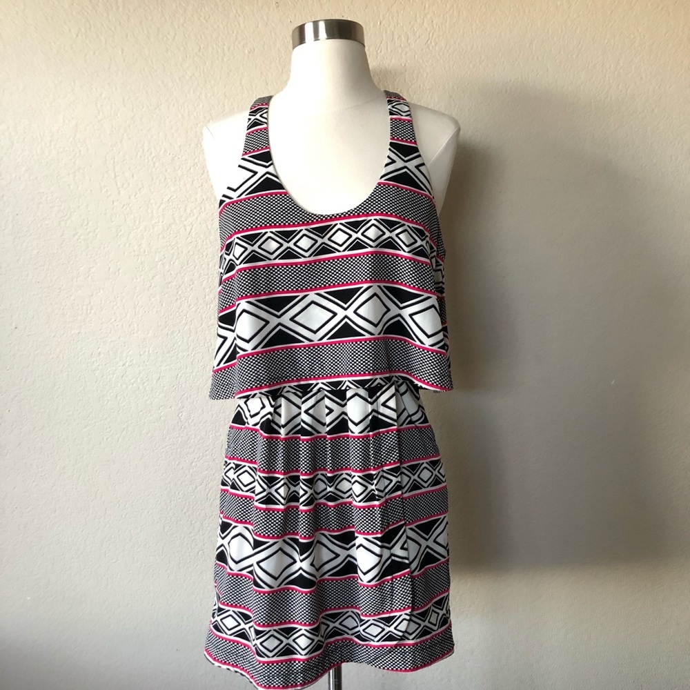 BEBE Tribal Geometric Striped Mini Dress XS